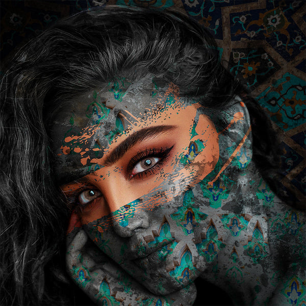 Ocean in her eyes Canvas Art | Persian Wall Art Canvas Art | Persian Home Decor | Arabic art | Persian tile | Persian design - Artorang