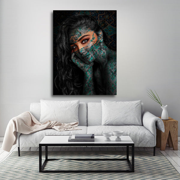 Ocean in her eyes Canvas Art | Persian Wall Art Canvas Art | Persian Home Decor | Arabic art | Persian tile | Persian design - Artorang