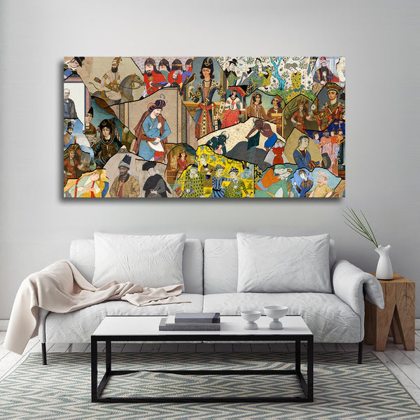 Persian Miniature Canvas Art | Persian Wall Art Canvas Art | Persian Art | Persian Art | Persian gift | Miniature Collage Canvas - Artorang