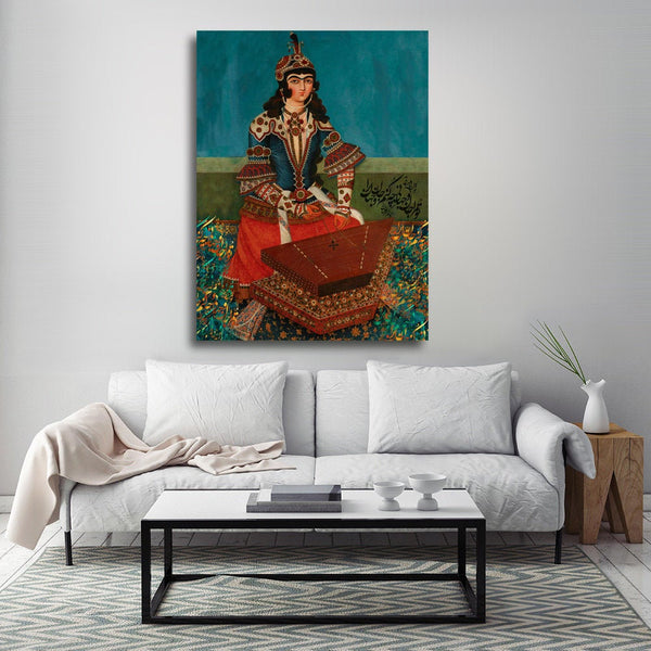 Qajar girl plays Santour canvas print wall art | Qajar dynasty | Ancient Persian art | Persian artwork | Iranian art | Persian gift - Artorang
