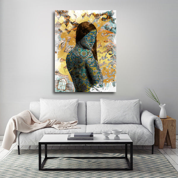 Love is blind canvas art golden version | Persian calligraphy | Arabic calligraphy | Persian Wall Art Canvas Art | Persian Home Decor - Artorang