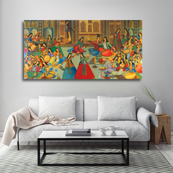 Ancient Persian banquet of song and dance Canvas Art | Persian Wall Art Canvas Art | Persian Art | Persian Art | Persian gift - Artorang