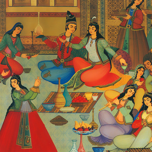 Ancient Persian banquet of song and dance Canvas Art | Persian Wall Art Canvas Art | Persian Art | Iranian Art | Persian gift - Artorang