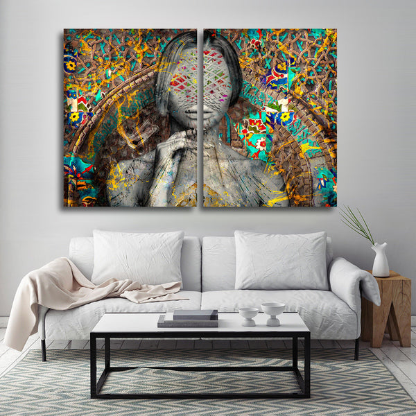 2 Piece Gallery Wrapped Persian girl and Persian culture Canvas Art | Persian Wall Art Canvas Art | Persian Home Decor | Arabic art - Artorang