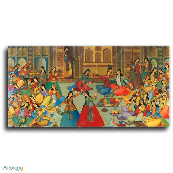 Ancient Persian banquet of song and dance Canvas Art | Persian Wall Art Canvas Art | Persian Art | Persian Art | Persian gift - Artorang