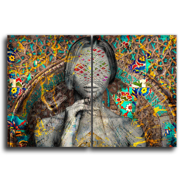 2 Piece Gallery Wrapped Persian girl and Persian culture Canvas Art | Persian Wall Art Canvas Art | Persian Home Decor | Arabic art - Artorang