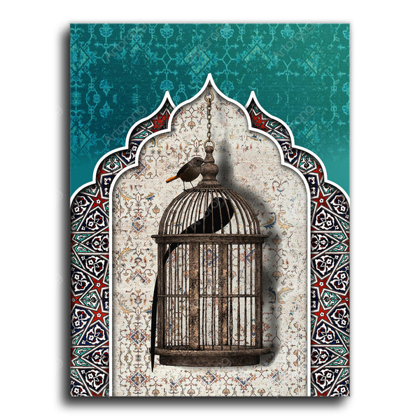 Living Outside of Bird Cages Canvas Art Version 2 | Middle Eastern Modern and Contemporary art | Persian art | Arabic art - Artorang