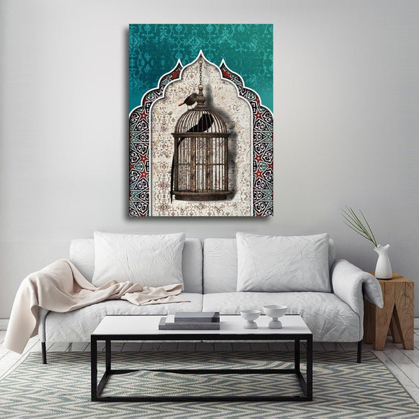 Living Outside of Bird Cages Canvas Art Version 2 | Middle Eastern Modern and Contemporary art | Persian art | Arabic art - Artorang