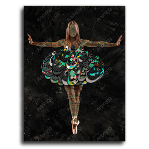 Ballet dancer with Persian calligraphy tutu canvas art | Iranian wall art | Arabic calligraphy | Persian art | Arabic art | Persian artwork - Artorang