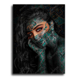 Ocean in her eyes Canvas Art | Persian Wall Art Canvas Art | Persian Home Decor | Arabic art | Persian tile | Persian design - Artorang