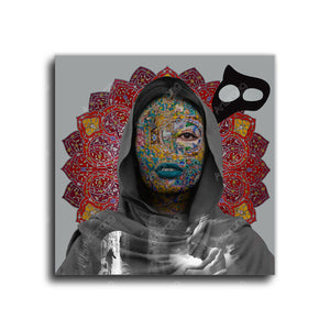 Girl and Persian tile face  | Middle Eastern Modern and Contemporary art | Persian art | Arabic art | Islamic art | Persian Gift - Artorang