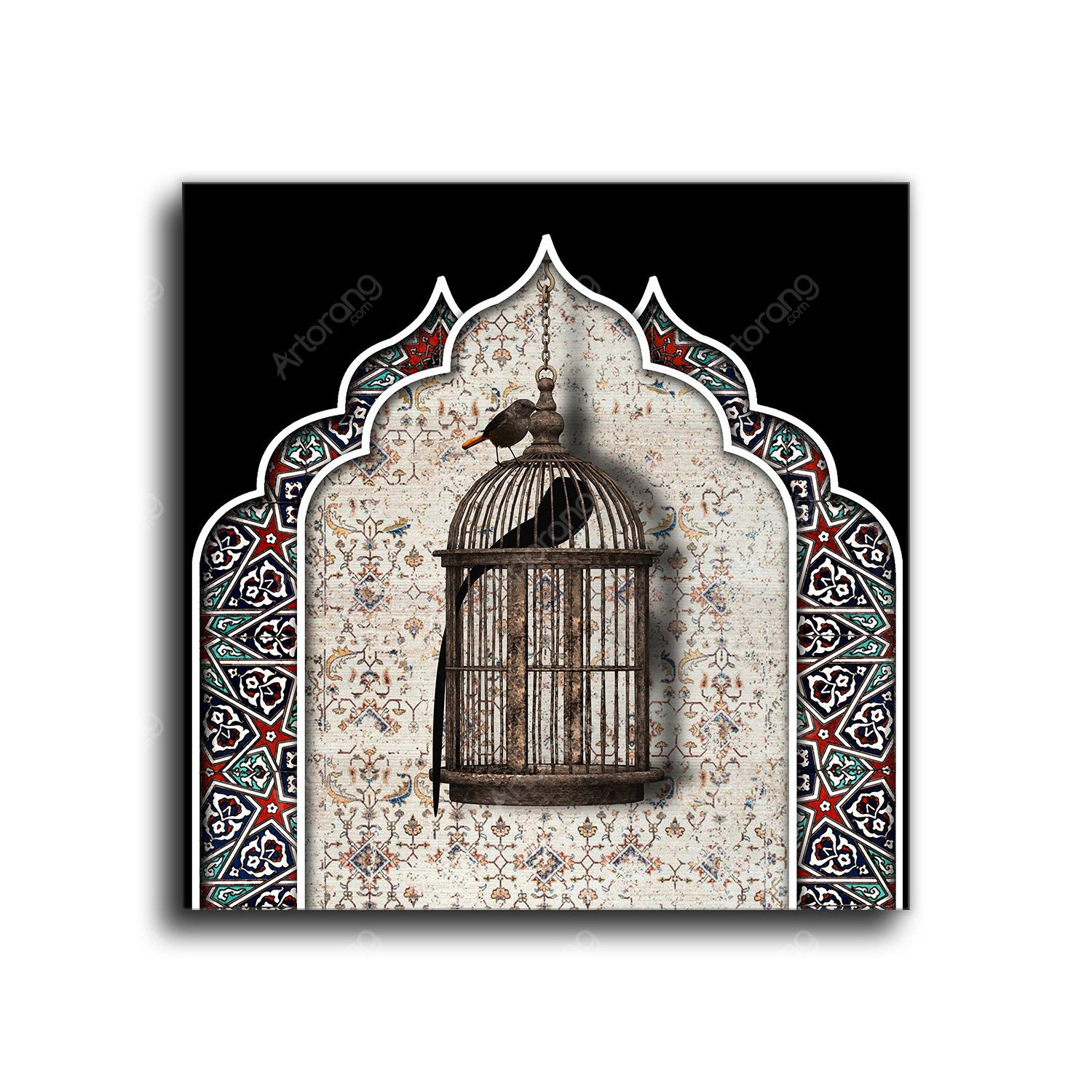 Living Outside of Bird Cages Canvas Art  | Middle Eastern Modern and Contemporary art | Persian art | Arabic art | Persian Gift - Artorang