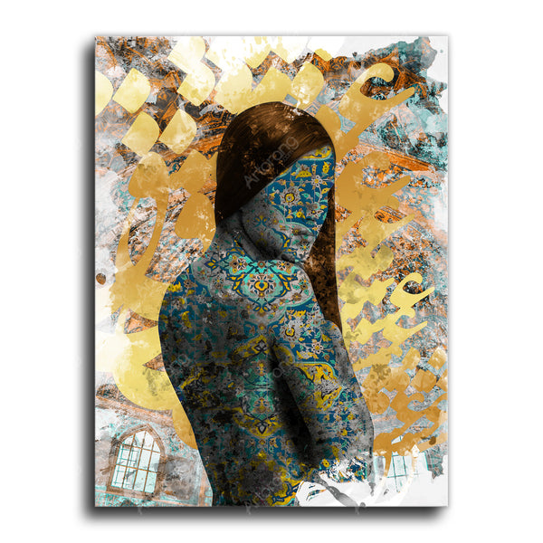 Love is blind canvas art golden version | Persian calligraphy | Arabic calligraphy | Persian Wall Art Canvas Art | Persian Home Decor - Artorang